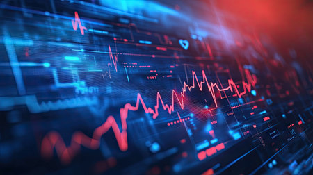 A close-up of a medical chart with a heartbeat graph and associated health metrics, illustrating the importance of monitoring heart health in patient care. --の素材