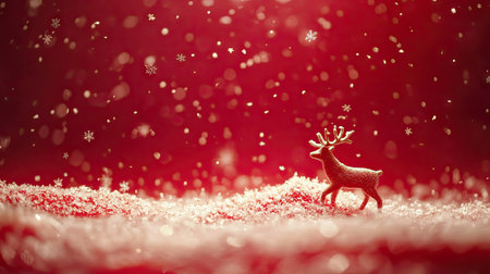 A festive red background with snowflakes drifting down, ideal for creating cheerful Christmas content, seasonal greetings, or holiday promotions.の素材