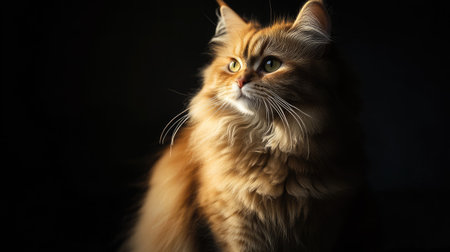 A stunning portrait of a fluffy Persian cat bathed in natural light, showcasing its beautiful fur and mesmerizing eyes. Perfect for animal lovers.の素材