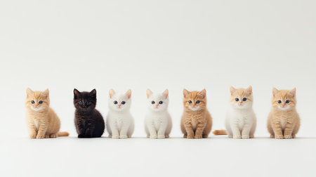 Charming image of adorable British Shorthair kittens showcasing a variety of colors. Perfect for pet lovers and those seeking delightful animal portraits.の素材