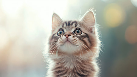 This playful Siberian cat stands alert, showcasing its curious expression and fluffy fur. Perfect for capturing the charm of domestic animals in a natural setting.の素材