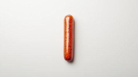 A minimalist composition featuring a single grilled sausage on a clean background, highlighting its texture and color, perfect for food-related projects.の素材