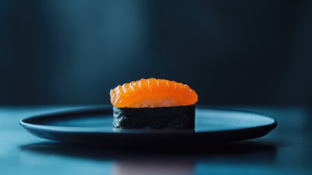 Capture the essence of fresh uni delicately placed on sushi, showcasing high-quality ingredients and artistic presentation that highlights its vibrant color and texture.の素材