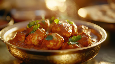 Experience the vibrant colors and rich flavors of beautifully arranged chicken tikka in this close-up shot, capturing the essence of delicious Indian cuisine.の素材