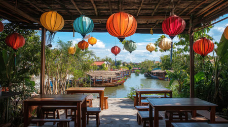 This picturesque riverside cafの素材