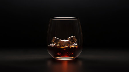 A sleek glass filled with iced coffee and floating ice cubes, capturing a modern and refreshing beverage perfect for hot days and coffee lovers.の素材