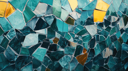 A captivating close-up shot of a vibrant mosaic wall, showcasing a stunning blend of textures and colors. Perfect for artistic and interior design projects.の素材