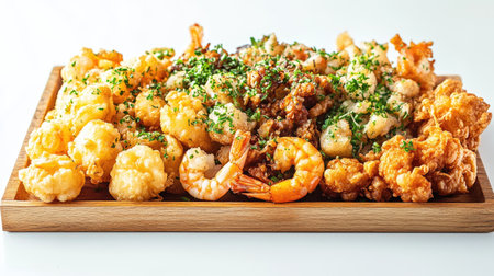 Indulge in this mouthwatering deep fried shrimp platter, beautifully presented with a variety of shrimp. Perfect for sharing at any gathering or dining occasion.の素材