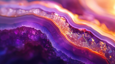 Explore the mesmerizing details of this agate geode slice, showcasing vibrant colors and intricate crystal formations. Perfect for nature lovers and art enthusiasts.の素材