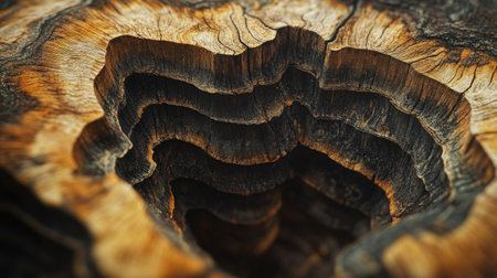 Discover a stunning cross section of tree trunks showcasing intricate patterns and textures, revealing the natural beauty of wood and its growth rings.の素材