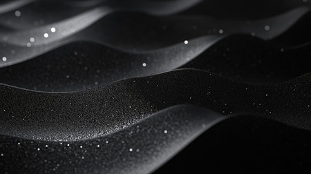 This image features a close-up view of dark, flowing waves with sparkling details, creating a sense of depth and elegance suitable for various design projects.の素材