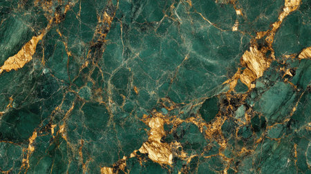 This stunning green marble features striking gold veins, creating a luxurious and elegant texture perfect for interior design or artistic projects.の素材