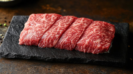 Experience the exquisite taste of wagyu sushi, where each slice melts in your mouth, showcasing rich marbling and a blend of flavors perfect for any gourmet dish.の素材
