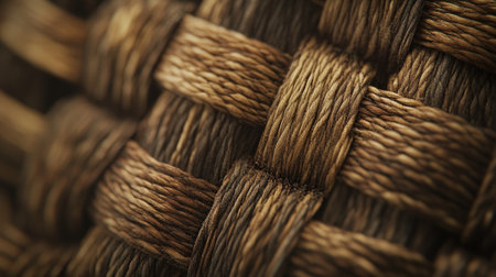 A captivating close-up shot showcasing the intricate woven texture of natural fibers, highlighting the craftsmanship and artistry in every detail. Perfect for design projects.の素材