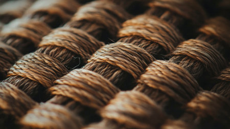 Explore the intricate details of natural fiber weaving in this stunning close-up photograph, showcasing the rich textures and patterns of handmade craftsmanship.の素材