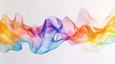 This vibrant abstract artwork features colorful waves flowing gracefully across a soft background, creating a serene and dynamic visual experience. Perfect for modern design projects.の素材