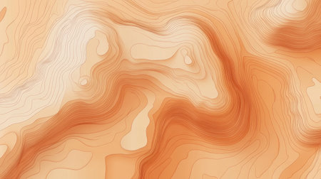 This abstract orange terrain background features smooth contour lines and wave-like patterns, perfect for modern design, graphics, or wallpaper.の素材