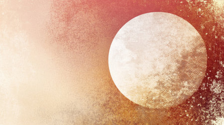 This abstract artwork features a large moon surrounded by textured colors, creating a dreamy and atmospheric background suitable for various design projects.の素材