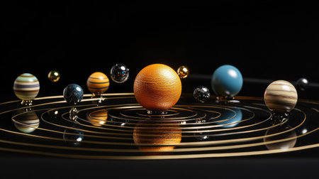 A captivating 3D model of the solar system showcasing colorful planets and intricate orbits. Ideal for educational and creative projects related to astronomy.の素材