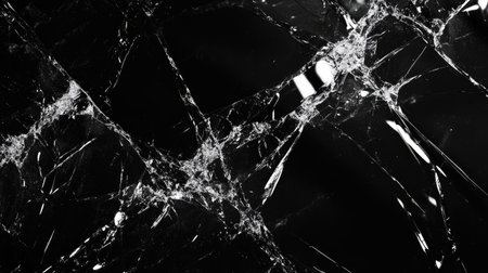 A stunning black and white marble texture featuring intricate patterns and glossy surfaces, perfect for various designs and artistic projects.の素材