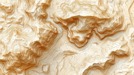 This abstract topographic map features intricate layered contours, showcasing elevation and terrain in an artistic representation. Ideal for design projects.の素材