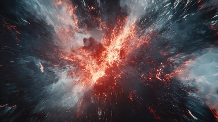 Experience the breathtaking beauty of cosmic energy with this vibrant and dynamic abstract explosion. Perfect for capturing intensity and drama.の素材