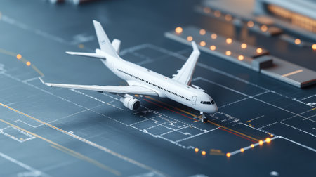 High-quality 3D model of a jet airliner parked on a runway, showcasing detailed design and realistic features in a digital environment. Perfect for aviation projects.の素材