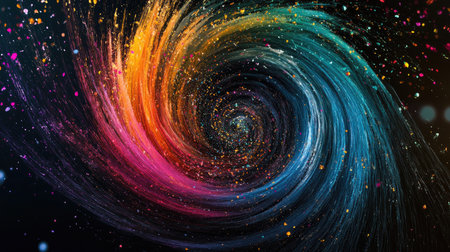 Experience a dynamic swirling vortex of vibrant colors in this captivating abstract artwork. Perfect for enhancing modern designs or creative projects.の素材