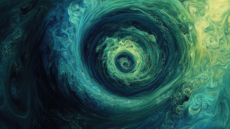 This stunning digital artwork features a swirling vortex of blue and green hues, creating a mesmerizing and tranquil atmosphere. Perfect for backgrounds and abstract designs.の素材