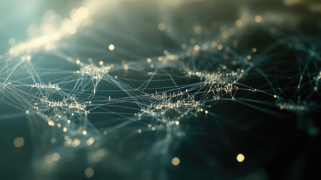 A stunning abstract 3D visualization showcasing the dynamics of a financial network. This image represents connections, data flows, and the intricate relationships in finance and technology.の素材