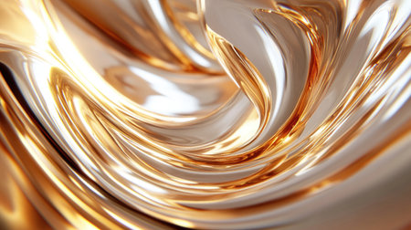 Explore this elegant swirling golden pattern, reflecting light with a smooth, luxurious finish. Ideal for backgrounds or design projects, this abstract texture embodies sophistication and beauty.の素材