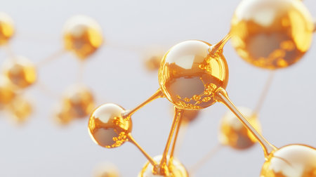 This captivating image features golden spheres delicately connected by fine lines, creating an intriguing 3D visual. Perfect for modern design and abstract concepts.の素材