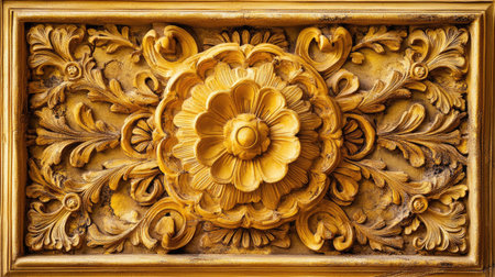 Explore this detailed golden 3D pattern featuring floral elements, perfect for enhancing design projects with a touch of elegance and luxury.の素材