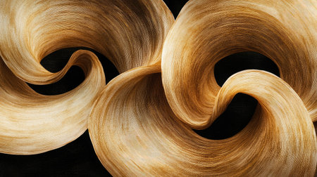 This stunning abstract artwork showcases radiant golden arcs and curves gracefully intertwining, creating a dynamic and elegant composition that captivates the eye.の素材