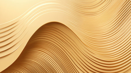 This stunning image features golden shimmering waves in a layered 3D design, creating a stylish and elegant background ideal for various creative projects.の素材