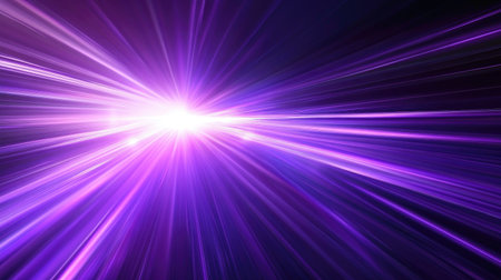 Stunning image of vibrant purple light rays breaking through darkness, creating an abstract and dynamic visual that evokes energy and tranquility.の素材