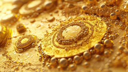 Explore stunning intricate golden patterns in a captivating 3D arrangement, showcasing the beauty and elegance of luxury design elements. Perfect for artistic projects.の素材