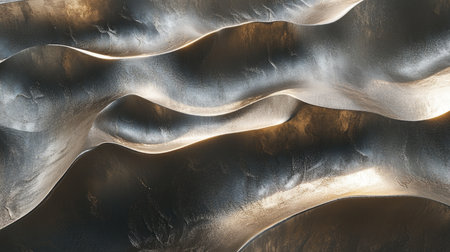 Explore the beauty of shimmering golden waves in a captivating 3D arrangement, presenting a unique interplay of light and texture that elevates any design project.の素材
