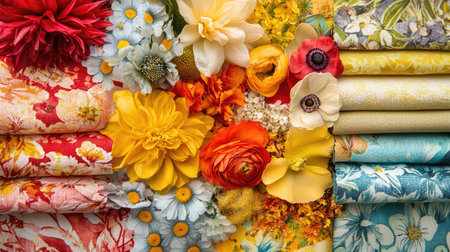 Discover an elegant assortment of colorful flower patterns showcasing vibrant arrangements that bring a fresh and artistic touch to any project.の素材