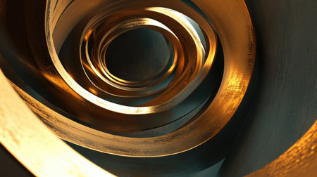Experience the captivating interplay of swirling golden light, creating a mesmerizing abstract design. Perfect for adding elegance and warmth to any project.の素材
