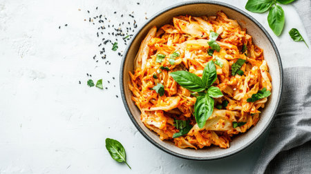 A vibrant vegetable salad featuring fresh ingredients and herbs, perfect for healthy dining. Ideal for showcasing colorful meals and nutritious recipes.の素材