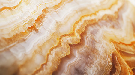 Close-up view of intricate layers in natural onyx stone, showcasing warm orange hues and detailed textures, ideal for backgrounds and artistic projects.の素材