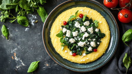 A delightful presentation of polenta topped with sautの素材