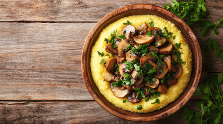 Discover a vibrant dish featuring creamy polenta topped with sautの素材