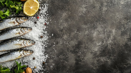 This image features sardines in saor, beautifully arranged with lemon and herbs on a rustic surface. Ideal for seafood and culinary themes.の素材
