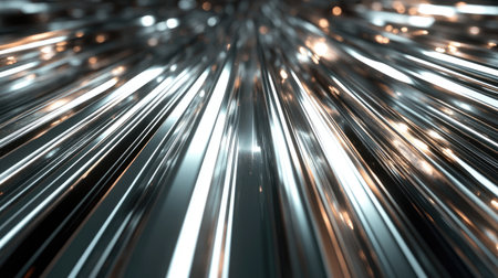 A futuristic abstract background featuring dynamic metallic lines and reflections, perfect for modern design projects and digital artwork aesthetics.の素材