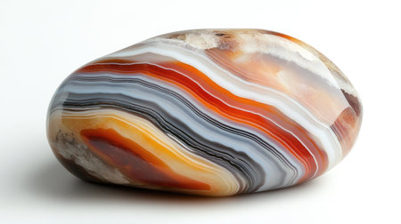 A stunning image of a colorful striped stone showcasing smooth natural textures and vibrant patterns, ideal for artistic and nature-themed projects.の素材