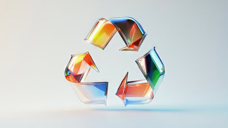 A captivating image of a 3D recycle symbol on a solid white background, symbolizing the modern approach to sustainability and the importance of recycling efforts.の素材
