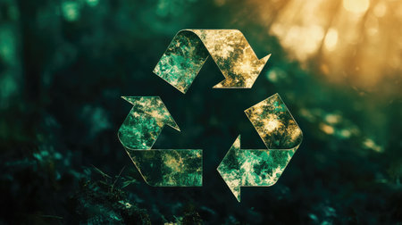 Dynamic visual of the three arrows forming the recycle symbol, designed to grab attention while leaving ample space for your eco-friendly messaging or branding.の素材