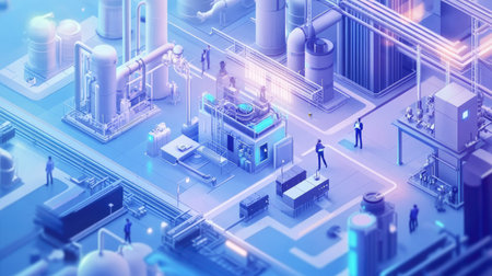 Engineers collaborating on hydrogen technology innovations, emphasizing teamwork in the environmentally friendly industry focused on achieving net zero emissions. Room for text.の素材